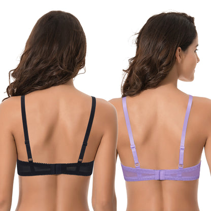 Women's Plus Size Full Coverage Lightly Padded Underwire Lace Bra