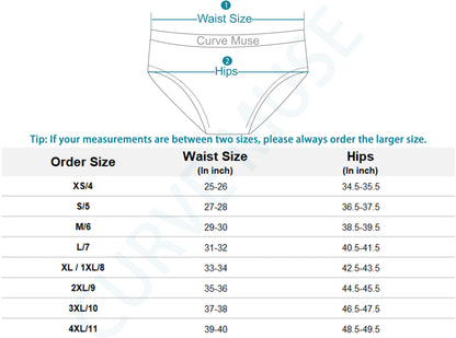 Women's Plus Size Cotton Mid Waist Briefs Panties Underwear