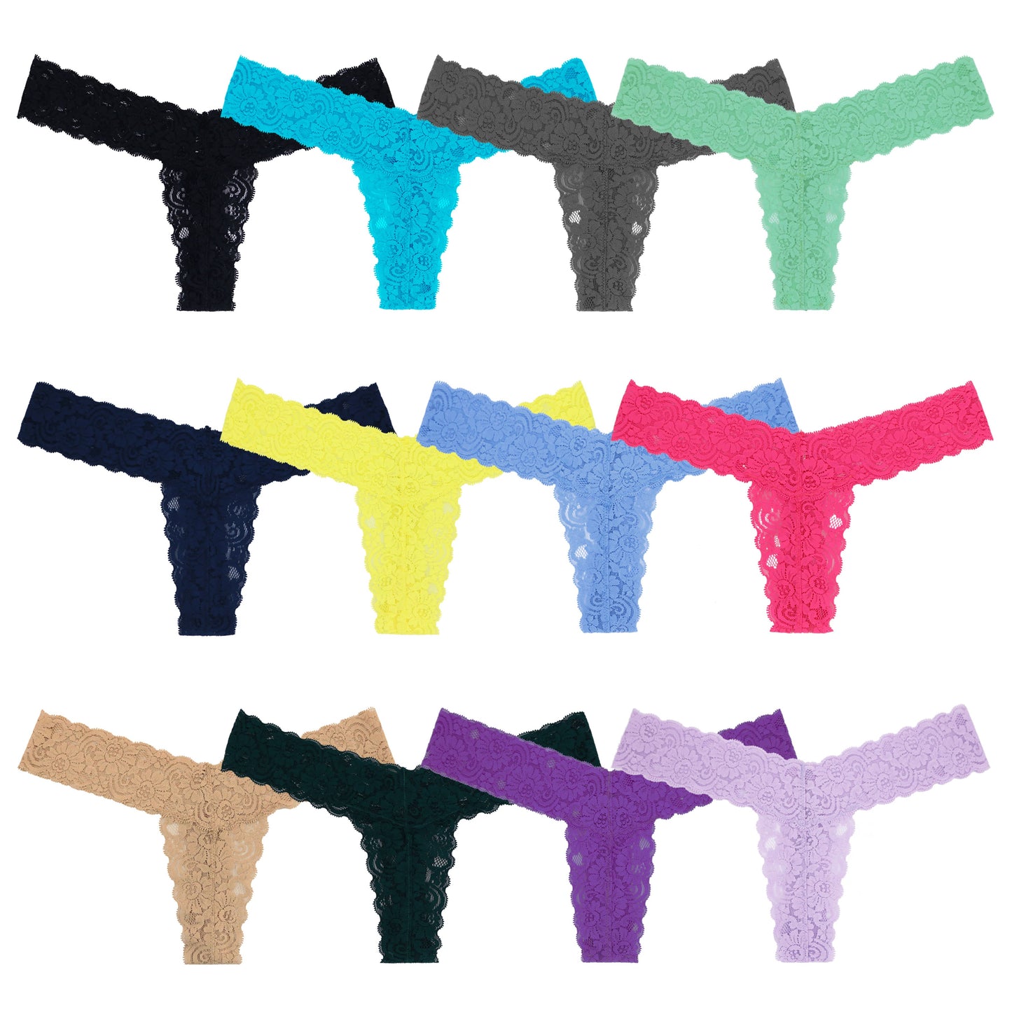 Women's Sexy Lace Thongs Low Rise One Size Panties
