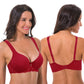 Women's Lightly Padded Underwire Lace Bra with Padded Shoulder Straps-2PK-BLACK,WINE