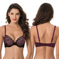 Women's Plus Size Push Up Add 1 and a half Cup Underwire Mesh Bra -2PK-BLACK,REDBLACK/BURGUNDY