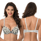 Women's Plus Size Perfect Shape Add 1 Cup Push Up Underwire Bras-2PK-WHITE/PRINT BLACK,WHITE