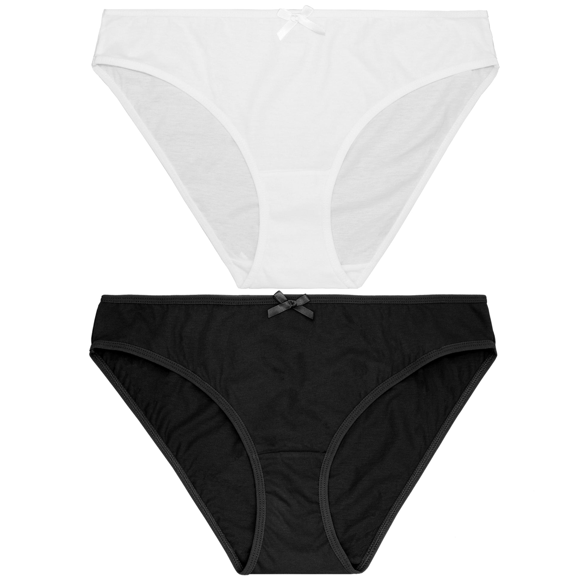 Curve Muse Womens 100% Cotton Bikini Briefs Mid Waist Underwear Panties-6  Pack-PACKB-S 