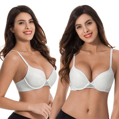 Women's Plus Size Perfect Shape Add 1 Cup Push Up Underwire Lace Bras