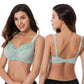 Plus Size Minimizer Unlined Wireless Bra with Lace Embroidery-3Pack-SAGE,NUDE,BLUSH