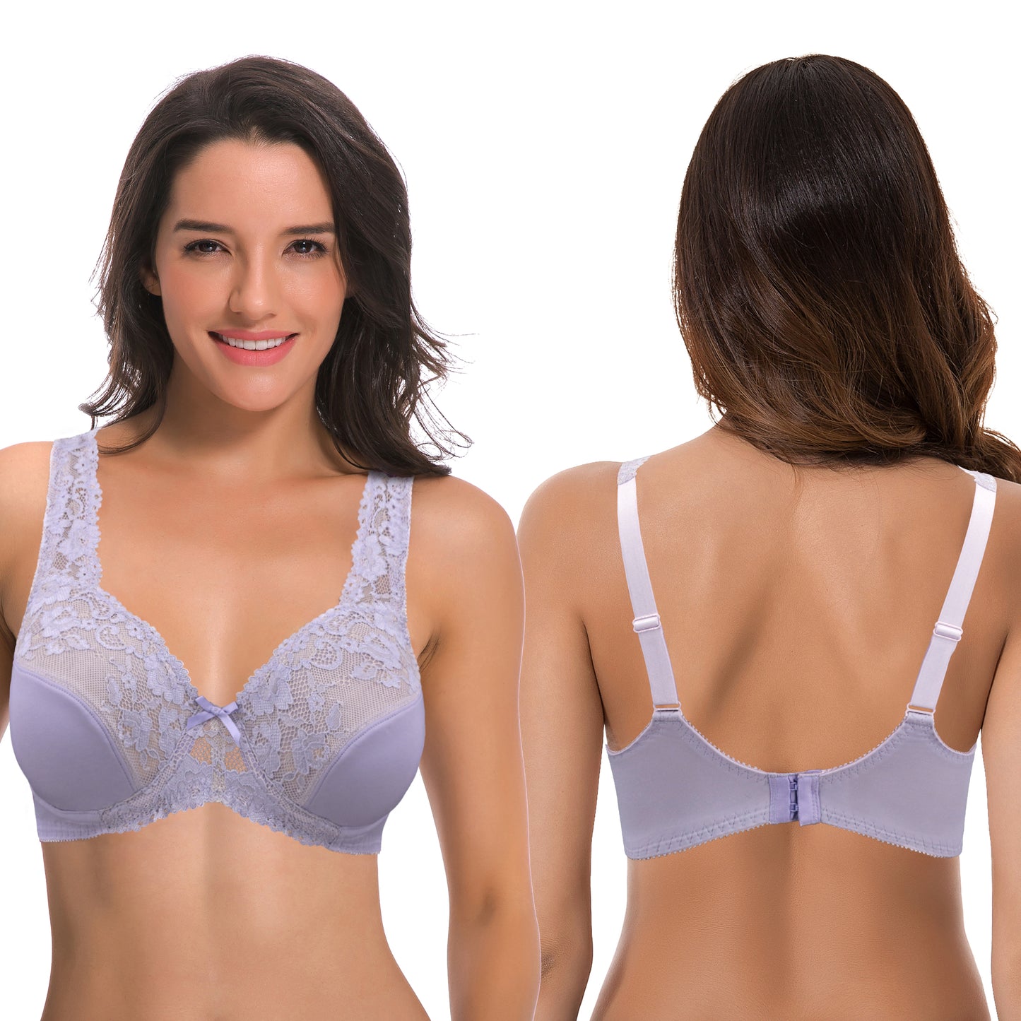 Women's Minimizer Unlined Underwire Bra With Lace Embroidery