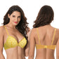 Women's Plus Size Push Up Add 1 and a half Cup Underwire Mesh Bra -2PK-BLACK,YELLOW