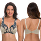 Women's Minimizer Unlined Underwire Bra With Lace Embroidery-2 pack-GRAY,NUDE