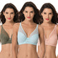 Women's Plus Size Minimizer Unlined Underwire Full Coverage Bra-3PK-GREEN,PINK,LT BLUE
