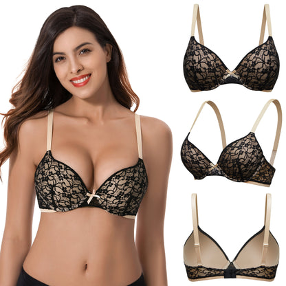 Women's Plus Size Perfect Shape Add 1 Cup Push Up Underwire Lace Bras