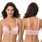 Women's Plus Size Full Coverage Underwire Front Close Bras-2PK-PINK,WHITE
