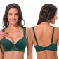 Women's Lightly Padded Underwire Lace Bra with Padded Shoulder Straps-2PK-GRAY-BLUE, DARK GREEN