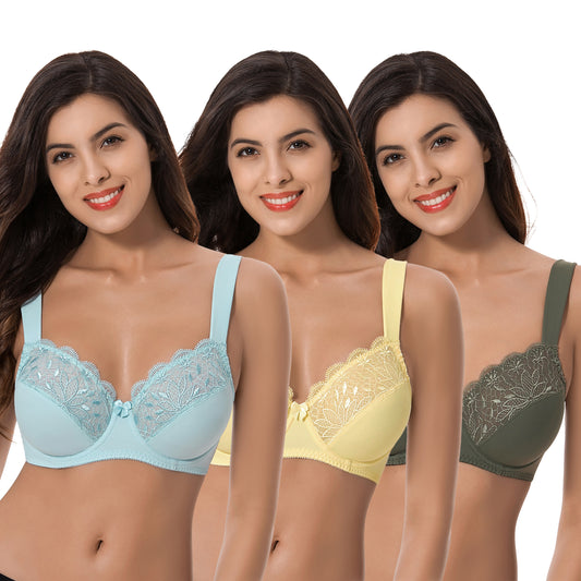 52.75wire-free Full Cup Minimizer Bra For Women - Plus Size Floral Lace  Unpadded