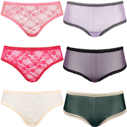 Women's Sexy Lace Bikini Boyshort Hipster Briefs Panties Underwear