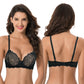 Women's Plus Size Push Up Add 1 Cup Underwire Perfect Shape Lace Bras-2PK-BLACK,LAVENDER