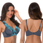 Women's Minimizer Unlined Underwire Bra With Lace Embroidery-2 pack-GRAY,NUDE