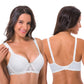 Women's Lightly Padded Underwire Lace Bra with Padded Shoulder Straps-2PK-WHITE,LIGHT YELLOW