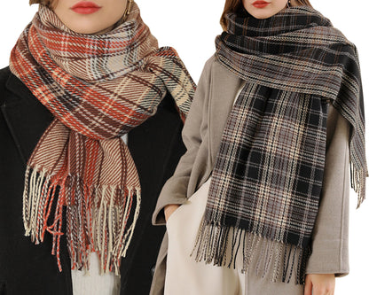 Women's Fashion Long Shawl Winter Warm Lattice Chunky Large Scarf