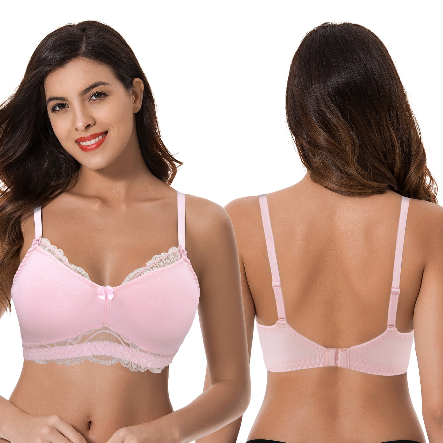 Plus Size Nursing Cotton Unlined Wirefree Bra With Lace Trim