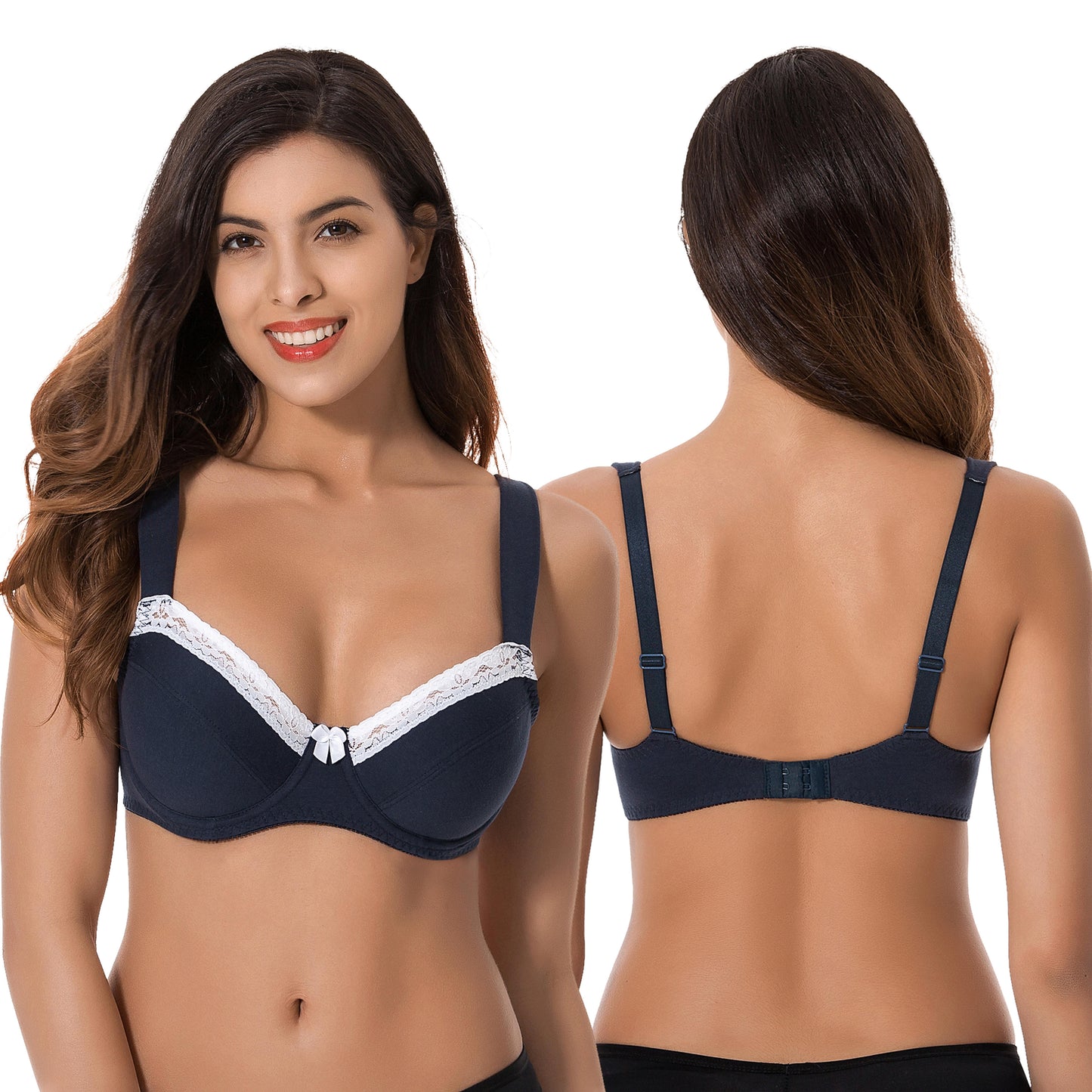 Women's Plus Size Underwired Unlined Balconette Cotton Bra