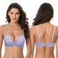 Women's Plus Size Push Up Add 1 Cup Underwire Perfect Shape Lace Bras-2PK-BLACK,LAVENDER