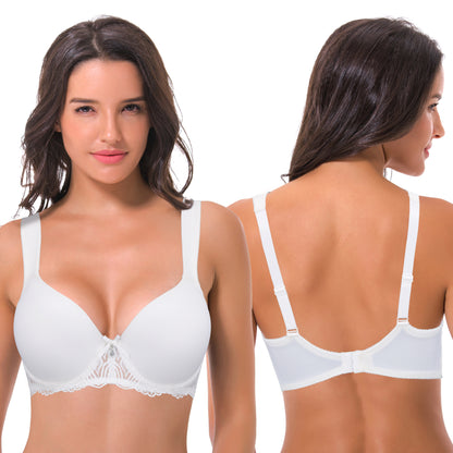 Women's Lightly Padded Underwire Lace Bra with Padded Shoulder Straps