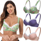 Women's Plus Size Underwired Unlined Balconette Cotton Bra-3Pack