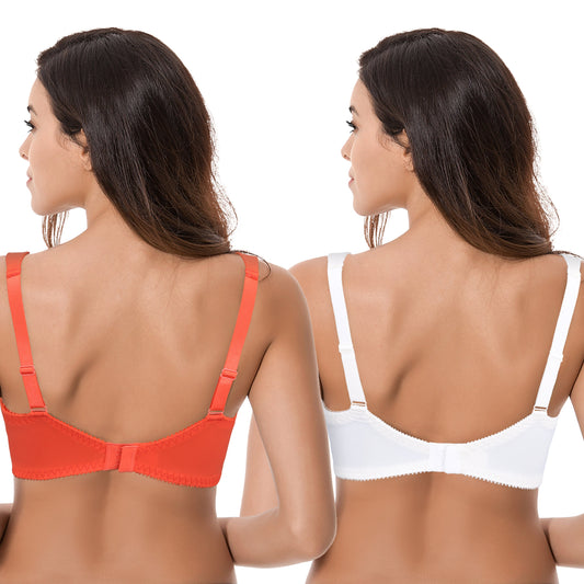 Buy Curve Muse Womens Plus Size Unlined Semi-Sheer Balconette Underwire  Lace Bra-2PK Online at desertcartSeychelles