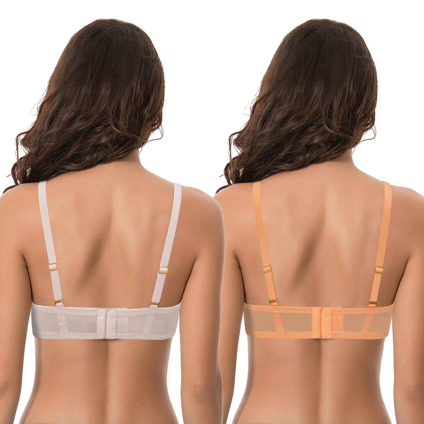 Women's Plus Size Add 1+ Cup Push Up Perfect Shape Underwire Lace Bra-2PK-Nude,Orange