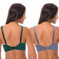 Women's Lightly Padded Underwire Lace Bra with Padded Shoulder Straps-2PK-GRAY-BLUE, DARK GREEN