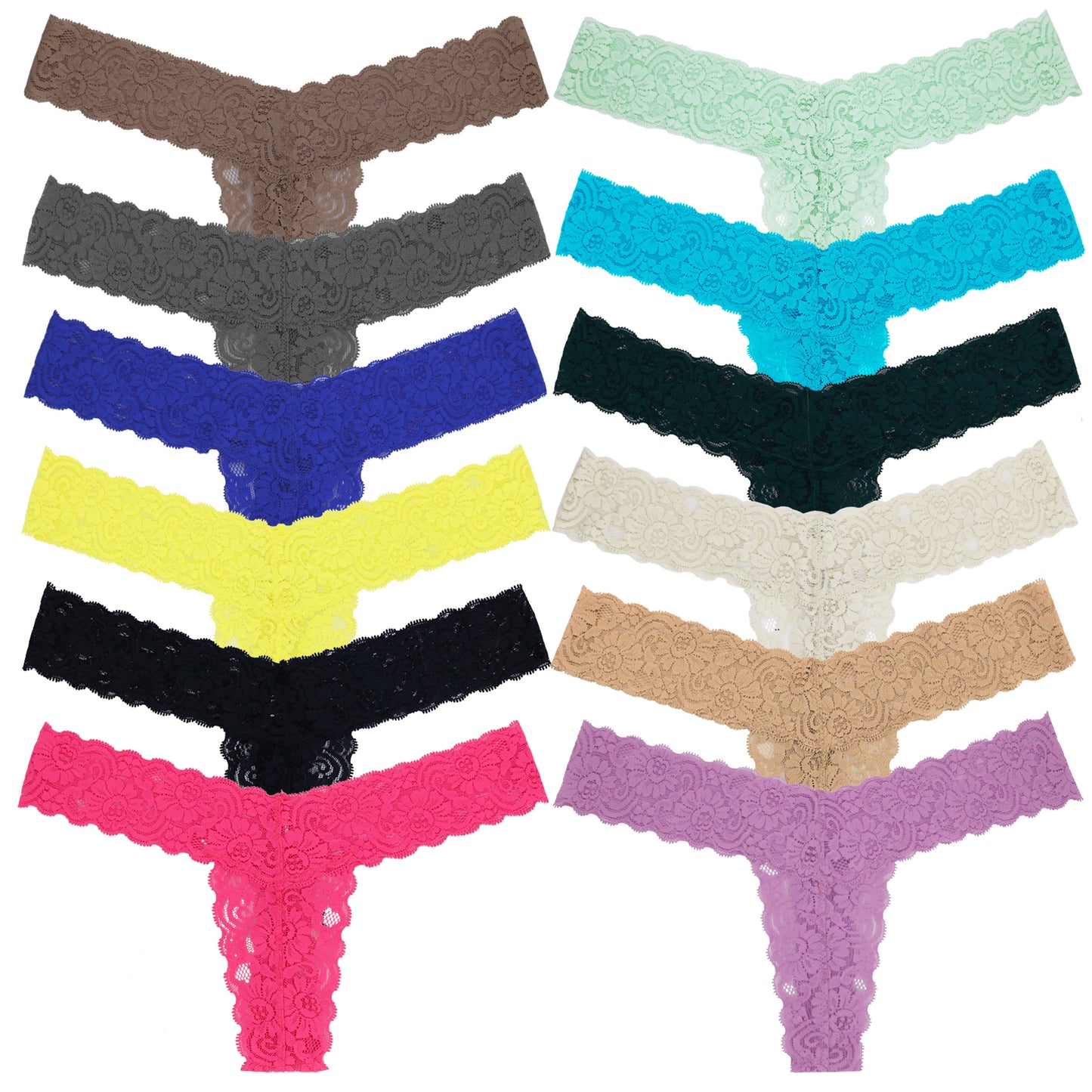 Women's Sexy Lace Thongs Low Rise One Size Panties