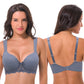 Women's Lightly Padded Underwire Lace Bra with Padded Shoulder Straps-2PK-GRAY-BLUE, DARK GREEN