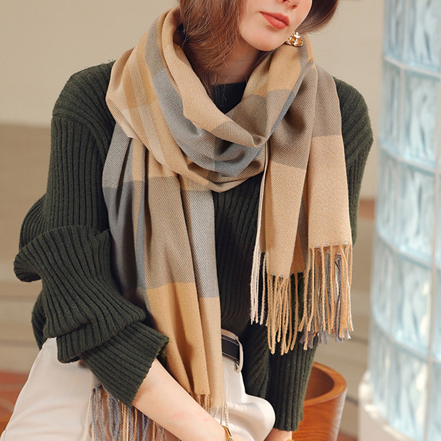 Women's Fashion Pattern Winter Warm Chunky Large Scarf